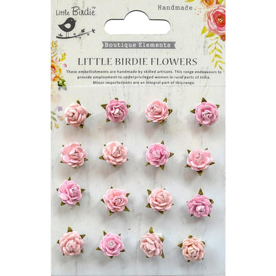 Little Birdie Beaded Micro Roses 16/Pkg - Pearl Pink