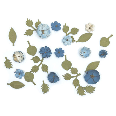49 & Market - Rustic Blooms Paper Flowers 28/Pkg - Bluejay