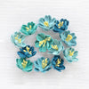 Little Birdie Elvina Paper Flowers 12/Pkg - Aqua Medley