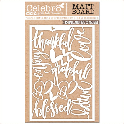 Celebr8 Matt Board - CHIPBOARD - Textures Word Card 4