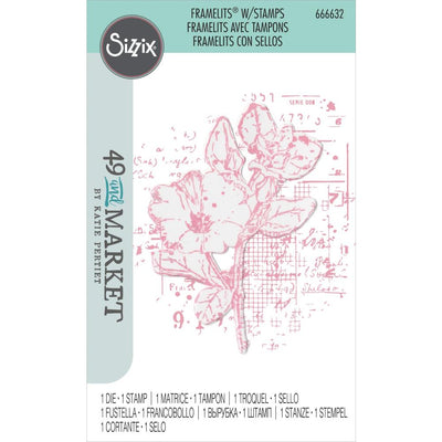 Sizzix - 49 and Market Collection - Framelits Dies with Clear Stamps - Floral Mix Cluster