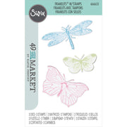 Sizzix - 49 and Market Collection - Framelits Dies with Clear Stamps - Engraved Wings