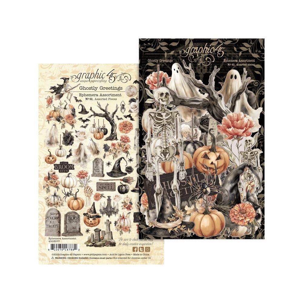 Graphic 45 - Ghostly Greetings Ephemera Set 62/Pkg
