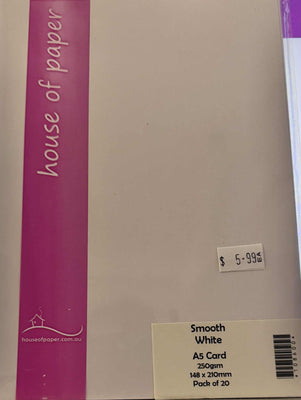 House of Paper - A5 Smooth White Cardstock 250gsm - 20Pkg