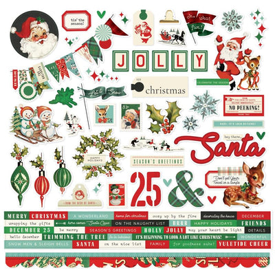 Simple Stories - Simple Vintage Holly Jolly 12x12 Element Sticker Sheet