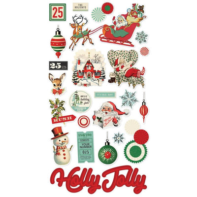 Simple Stories - Simple Vintage Holly Jolly Chipboard Stickers 6x12