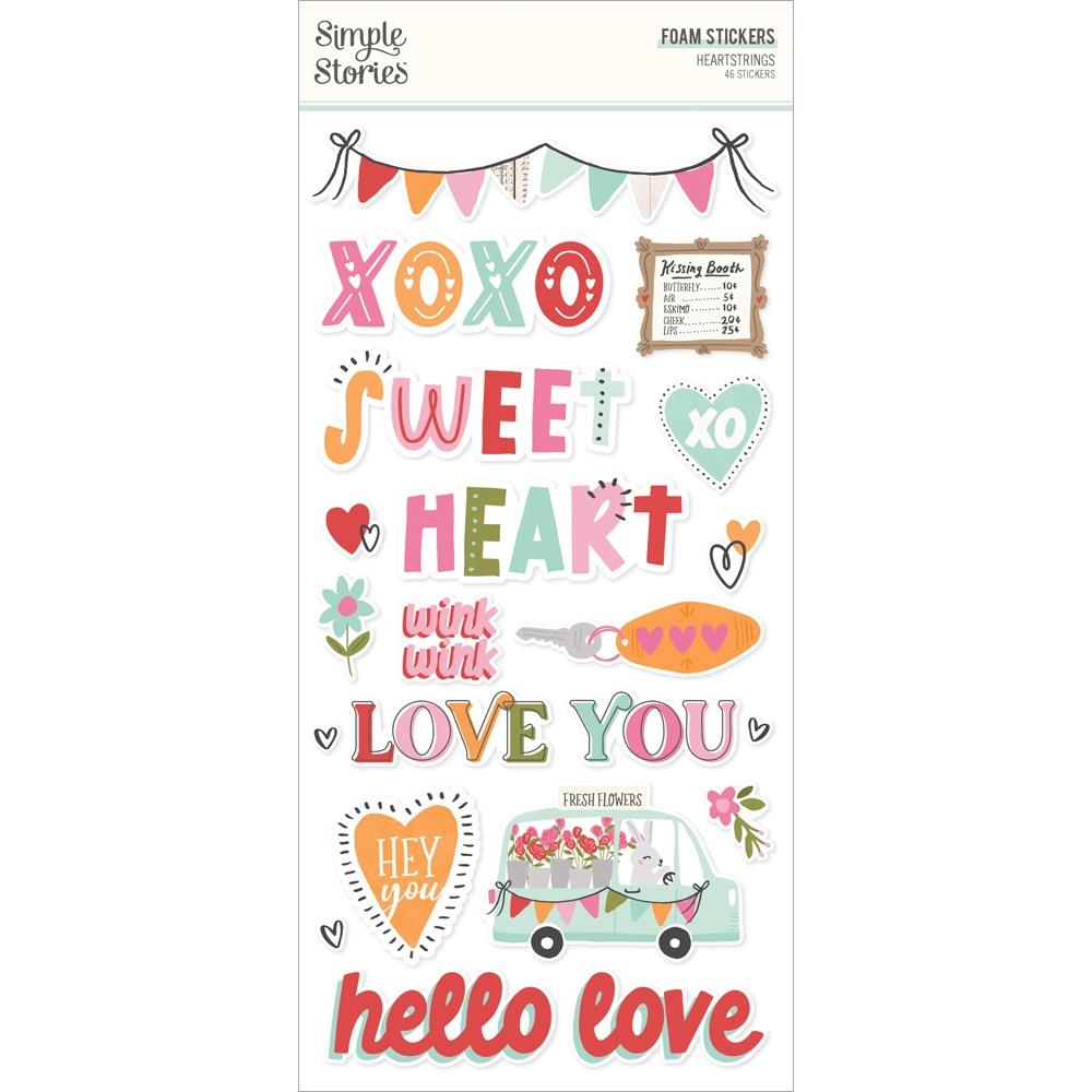 Simple Stories - Heartstrings Foam Stickers 46/Pkg