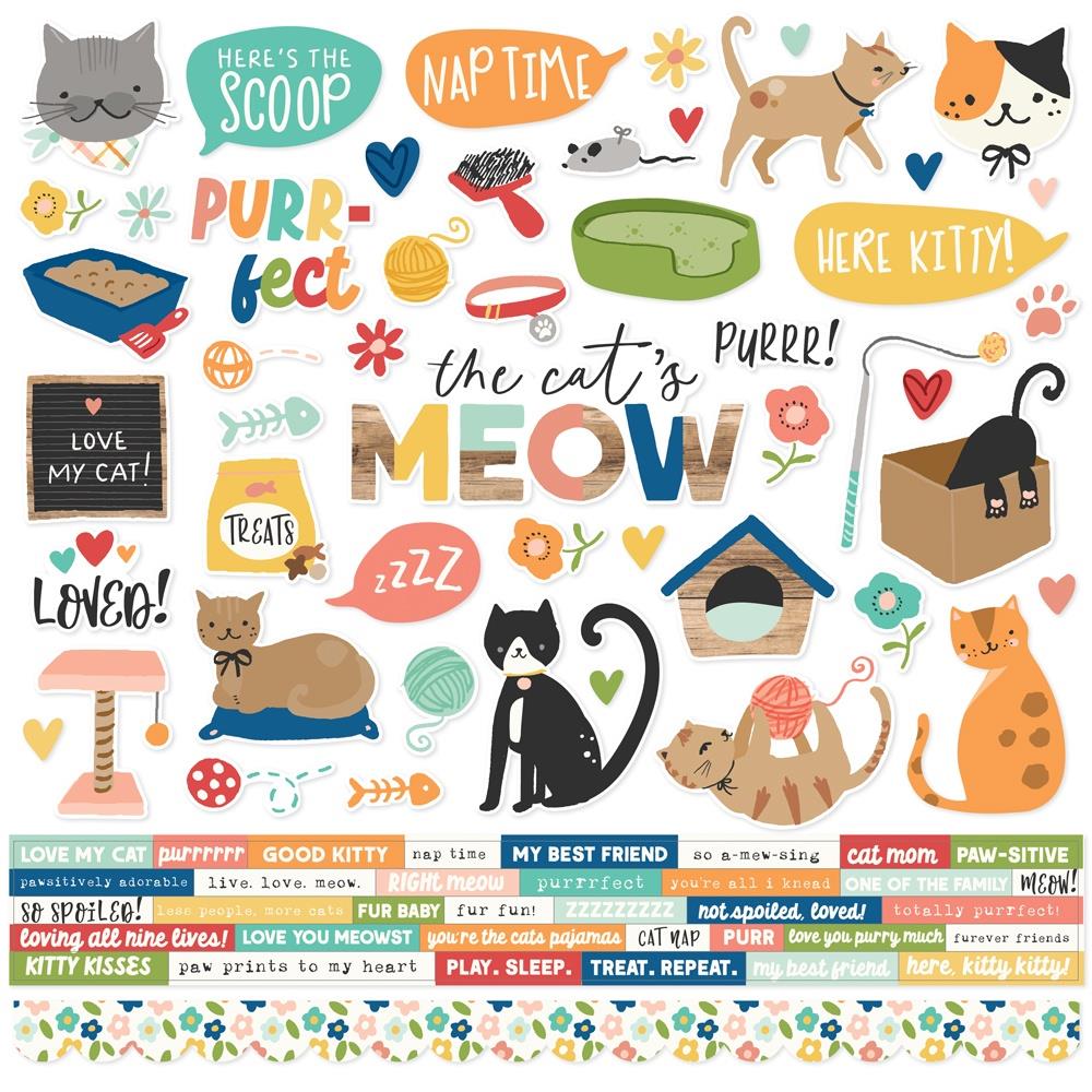 Simple Stories - Fur Baby Cat Cardstock Sticker Sheet 12x12