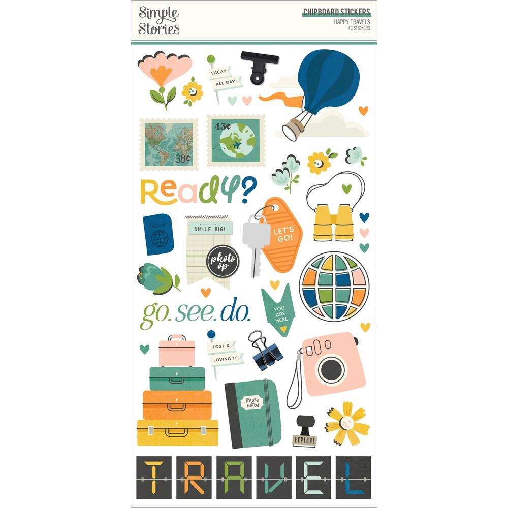 Simple Stories - Happy Travels Chipboard Stickers 43/Pkg