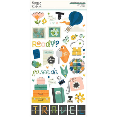 Simple Stories - Happy Travels Chipboard Stickers 43/Pkg