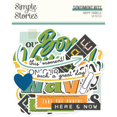 Simple Stories - Happy Travels Sentiment Bits 58/Pkg