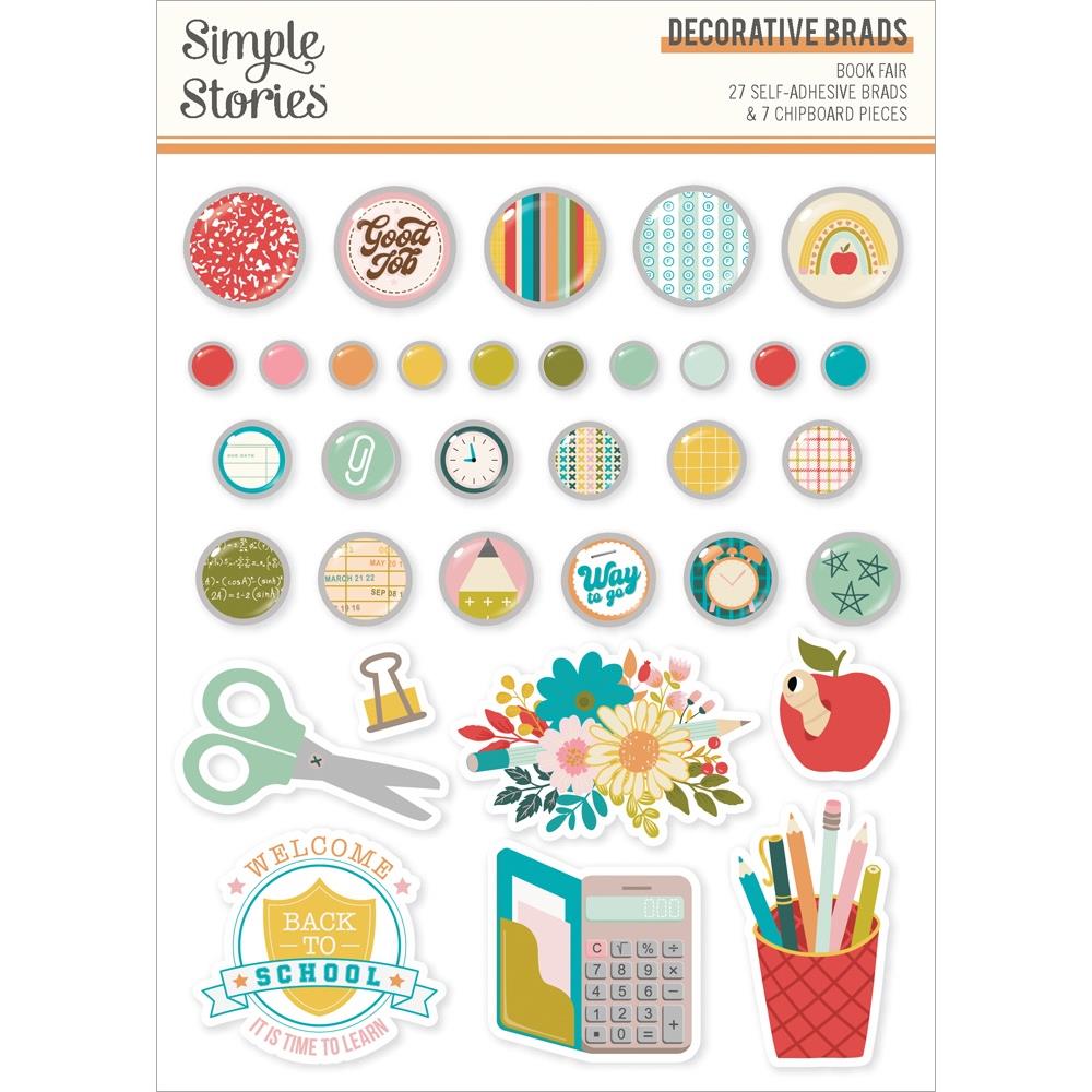 Simple Stories - Book Fair Decorative Brads 32/Pkg