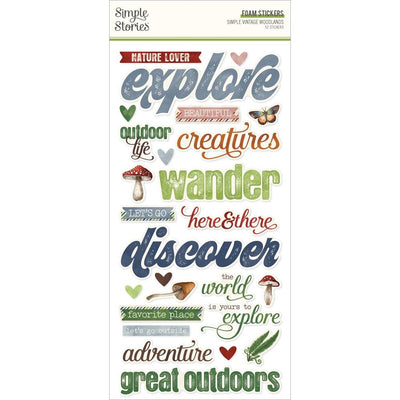 Simple Stories - Simple Vintage Woodlands Foam Stickers 52/Pkg