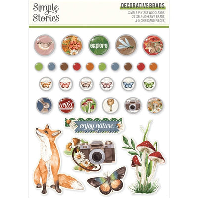 Simple Stories - Simple Vintage Woodlands Decorative Brads 32/Pkg