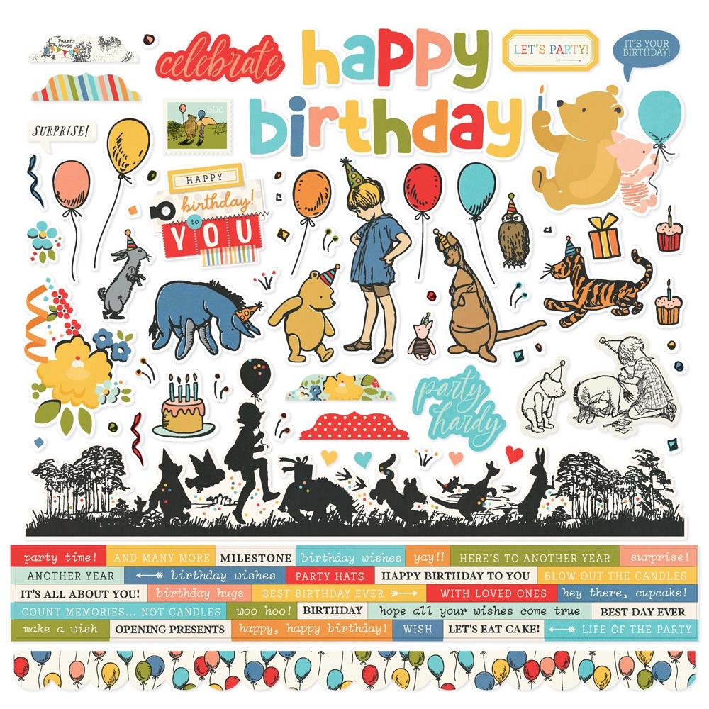 Simple Stories - Say Cheese Classic Pooh Birthday 12x12 Cardstock Sticker Sheet