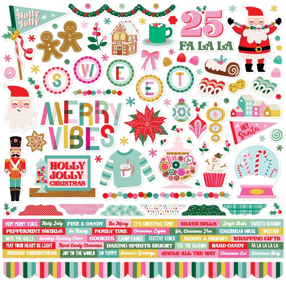 Simple Stories - Hard Candy Christmas 12x12 Element Sticker Sheet