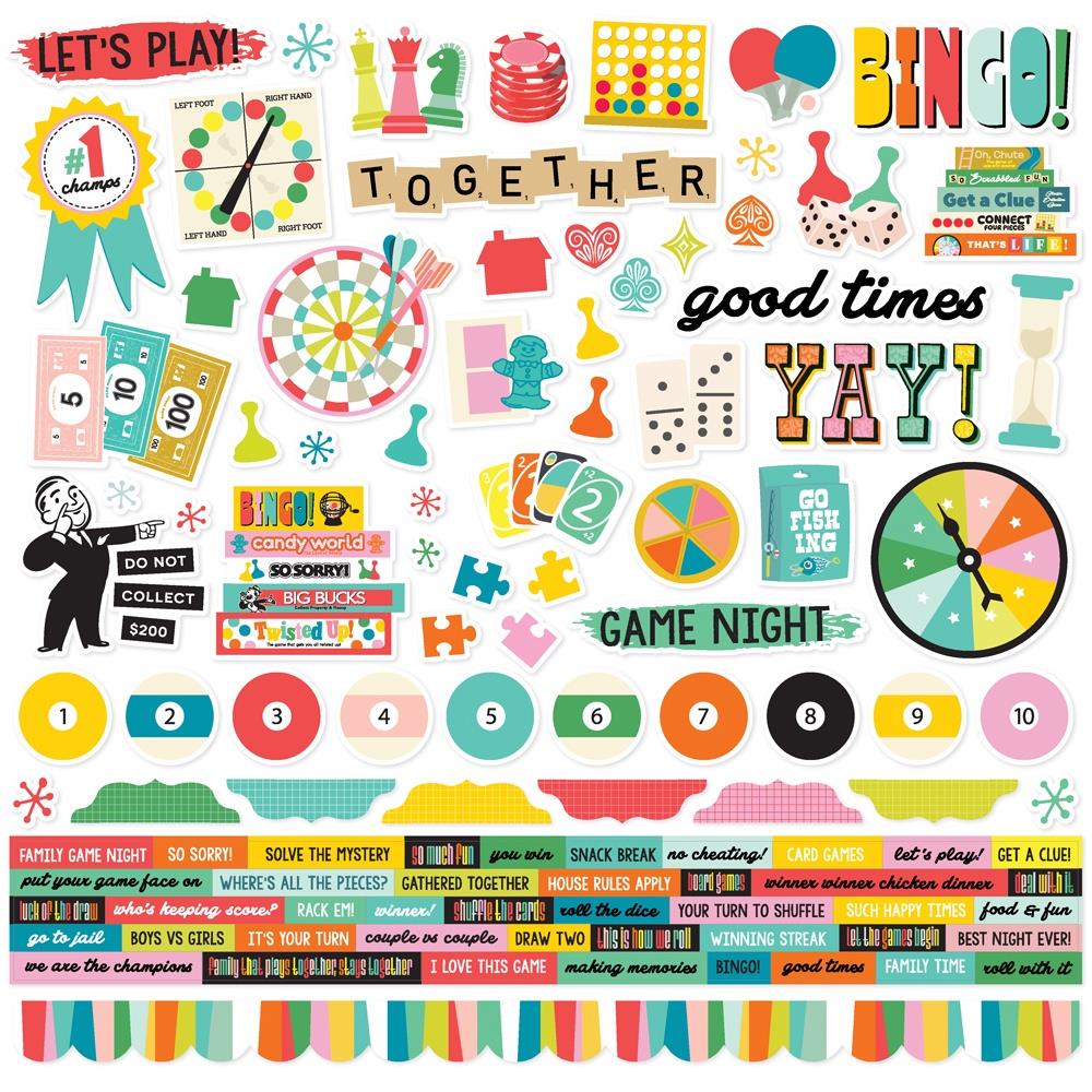 Simple Stories - Game Night Cardstock Stickers 12"x12"