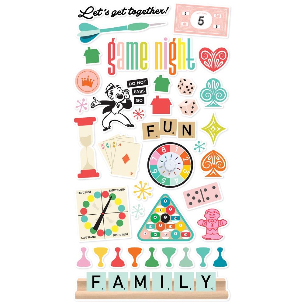 Simple Stories - Game Night Chipboard Stickers 6"x12" 39/pkg