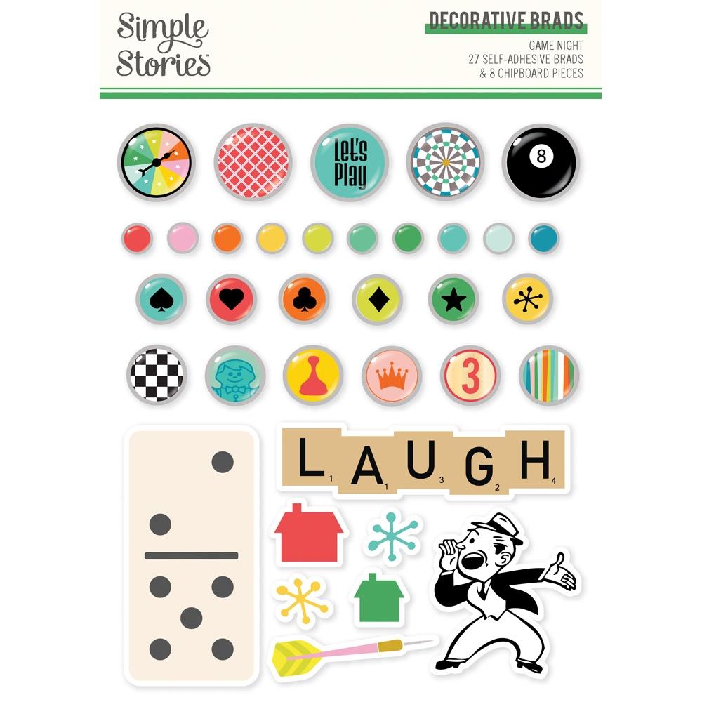Simple Stories - Game Night Decorative Brads 27/Pkg