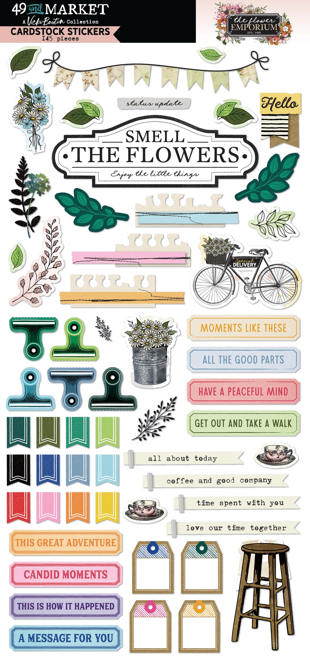 49 and Market - The Flower Emporium Cardstock Stickers