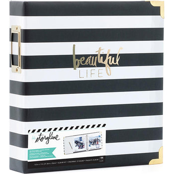 Heidi Swapp Storyline2 D-Ring Album 8.5"X11" - Black Stripe