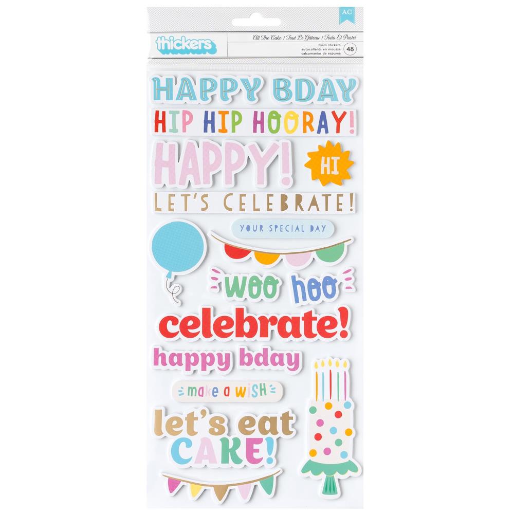 American Crafts - Pebbles All The Cake Thickers Stickers 48/Pkg