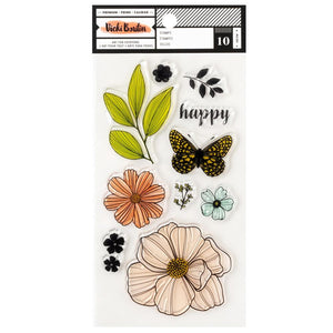 Vicki Boutin Mixed Media Acrylic Stamps - Floral 10/Pkg