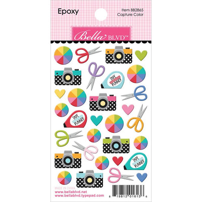 Bella Blvd - Let's Scrapbook Epoxy Stickers - Capture Color