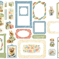 Graphic 45 - Hip Hip Hooray Chipboard Tags & Frames