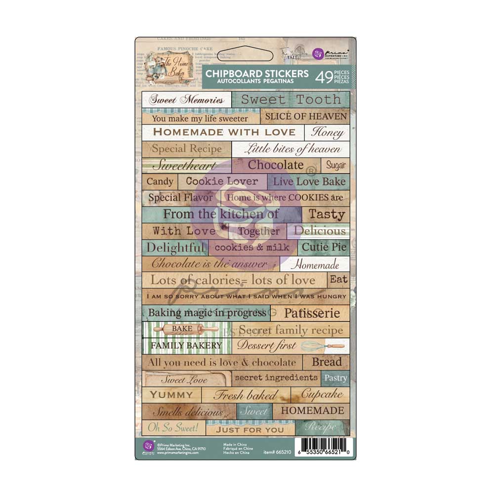 Prima - The Home Baker Chipboard Stickers 49/Pkg