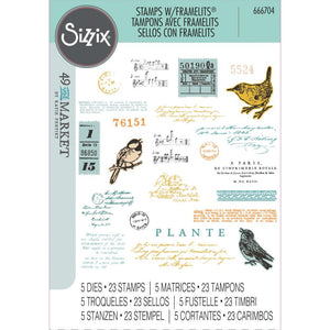 Sizzix Clear Stamp With Framlits Die By 49 And Market - Bird Song