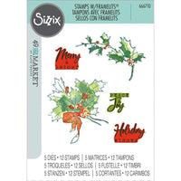 Sizzix Clear Stamp With Framlits Die By 49 And Market - Pencil Line Holly