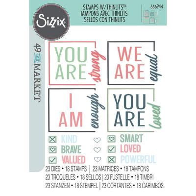 Sizzix Thinlits Die & A5 Stamp Set By 49 & Market 30/Pkg - Affirmations