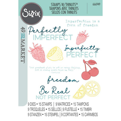 Sizzix Thinlits Die & A5 Stamp Set By 49 & Market 24/Pkg - Perfectly Imperfect