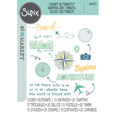 Sizzix Thinlits Die & A5 Stamp Set By 49 & Market 33/Pkg - Wanderlust Explorer