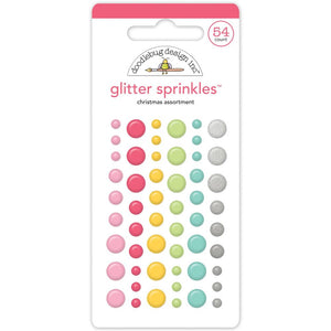 Doodlebug - Tinsel Time Sprinkles Adhesive Enamel Shapes - Christmas Assortment