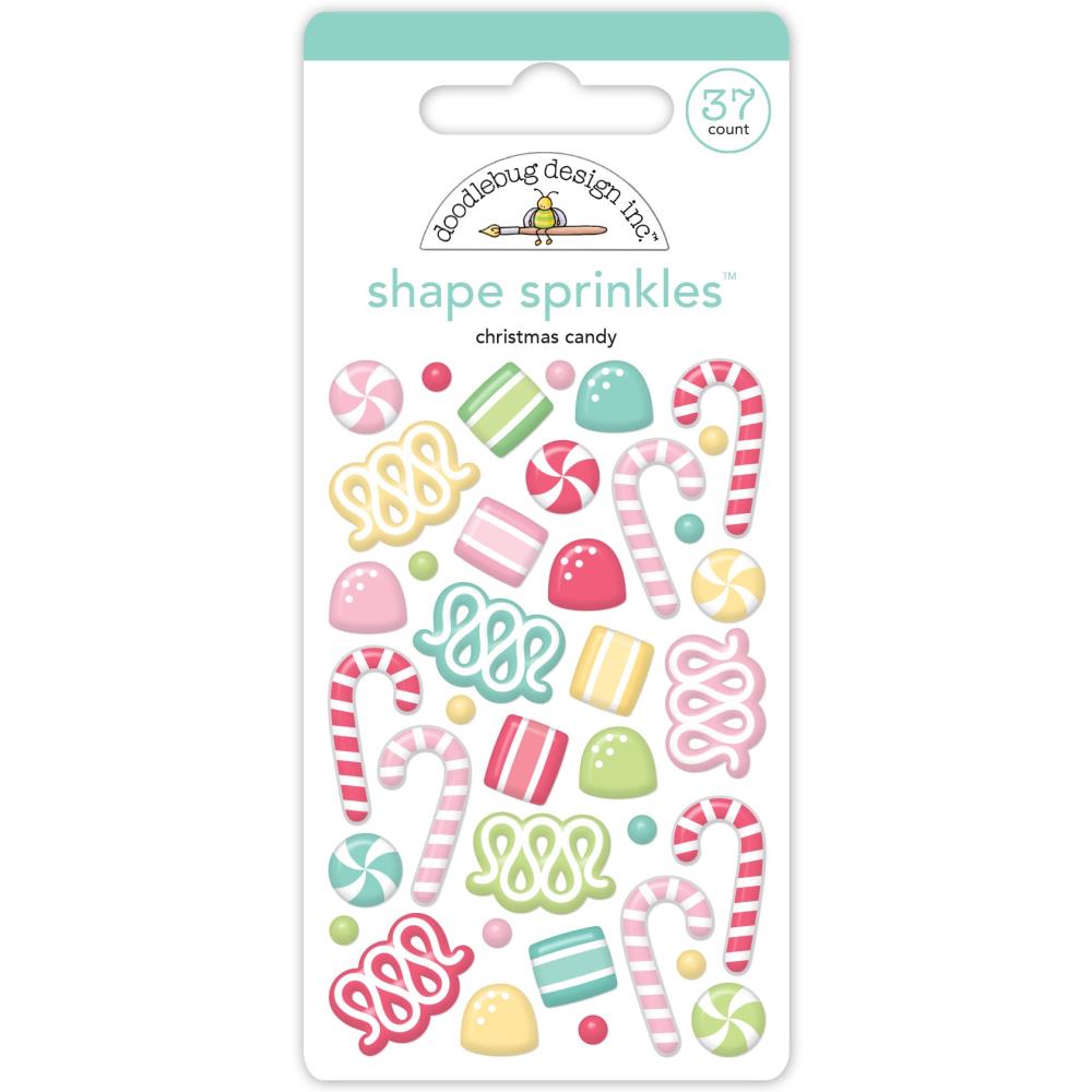 Doodlebug - Tinsel Time Sprinkles Adhesive Enamel Shapes - Christmas Candy