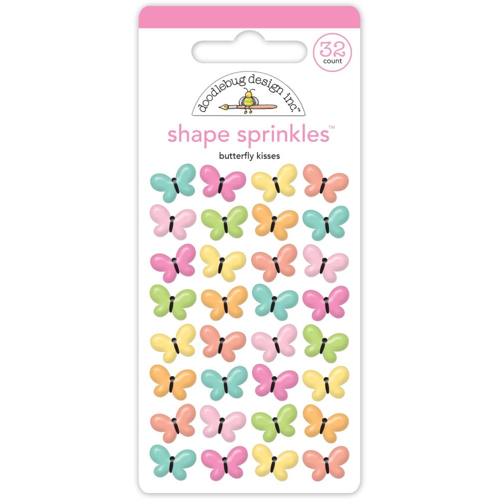 Doodlebug - Butterfly Kisses Sprinkles Adhesive Glossy Enamel Shapes - Butterfly Kisses 32/Pkg