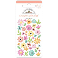 Doodlebug - Butterfly Kisses Sprinkles Adhesive Glossy Enamel Shapes - Flower Garden 42/Pkg