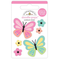 Doodlebug - Butterfly Kisses Doodle Pops 3D Stickers - Butterfly Kisses
