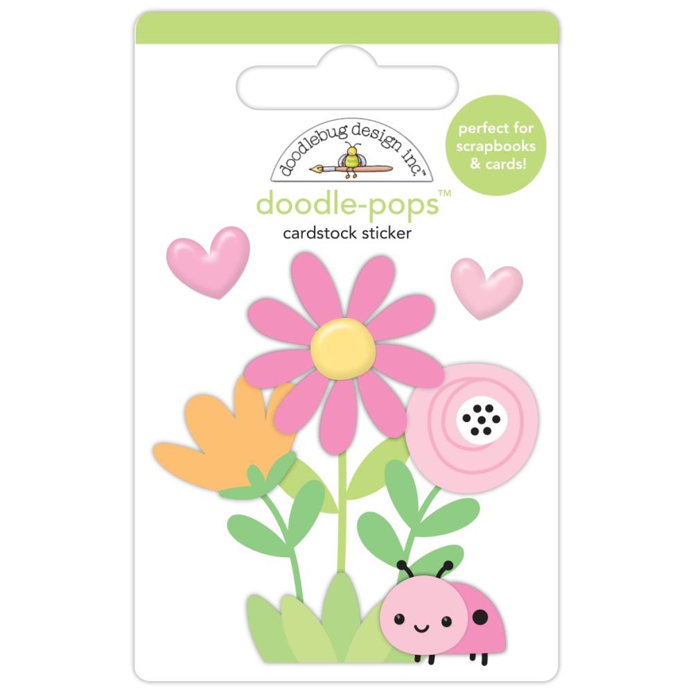 Doodlebug - Butterfly Kisses Doodle Pops 3D Stickers - Ladybug Garden