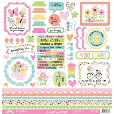 Doodlebug - Butterfly Kisses This & That 12x12 Cardstock Stickers