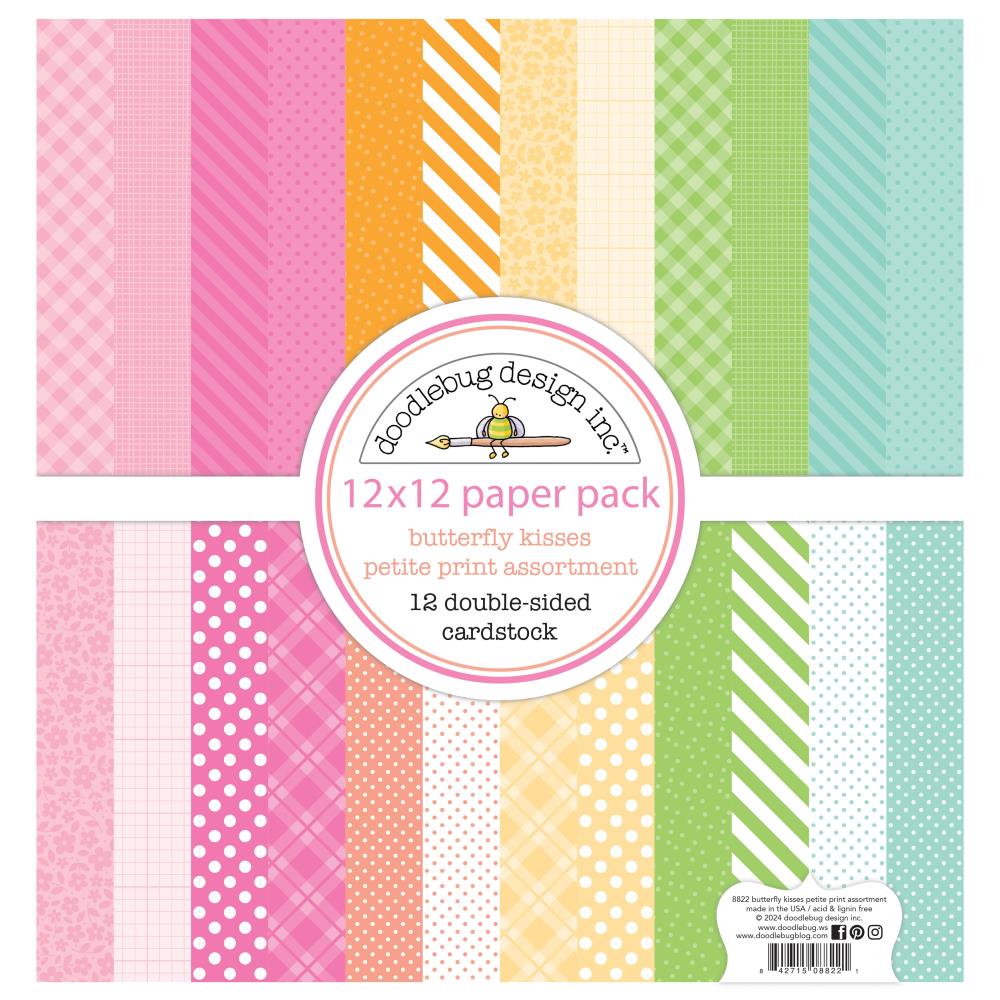 Doodlebug - Butterfly Kisses Collection - 12 x 12 Paper Pack - Petite Prints Assortment