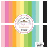 Doodlebug - Butterfly Kisses Collection - 12 x 12 Paper Pack - Solids Assortment