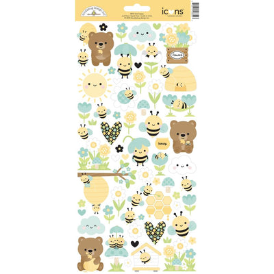 Doodlebug - Bee Happy Cardstock Icon Stickers 6x13