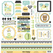 Doodlebug - Bee Happy This & That Cardstock Sticker Sheet 12x12