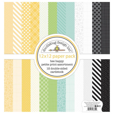 Doodlebug - Bee Happy Petite Prints Double-Sided Cardstock 12