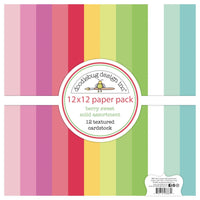 Doodlebug - Berry Sweet Textured Double-Sided Cardstock 12"X12"
