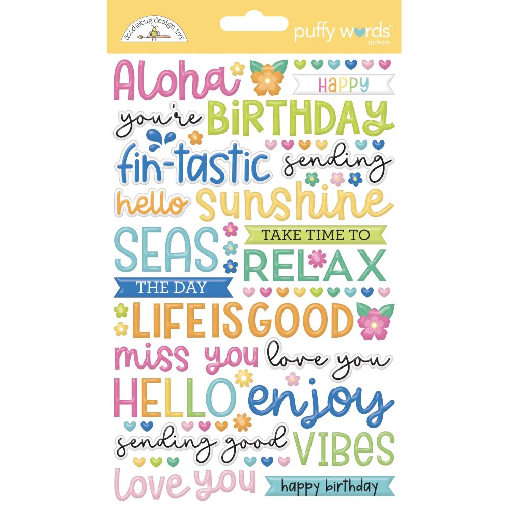 Doodlebug - Summer Fun Puffy Stickers - Words
