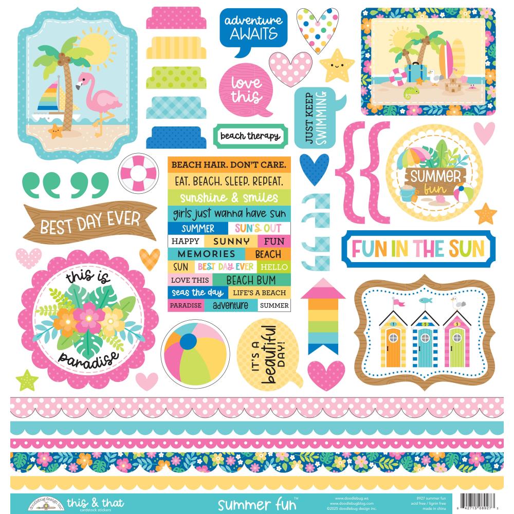 Doodlebug - Summer Fun This & That Cardstock Sticker Sheet 12x12